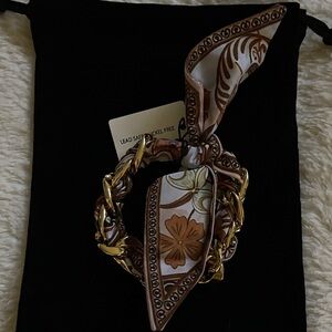 CC Boutique Unique Brown and Chunky Gold Scarf Bracelet